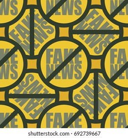 Conceptual seamless pattern with logo fake news. Global problems of humanity.