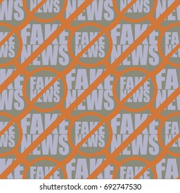 Conceptual seamless pattern with logo fake news. Global problems of humanity.