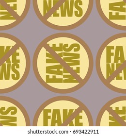 Conceptual seamless pattern with logo fake news. Global problems of humanity.