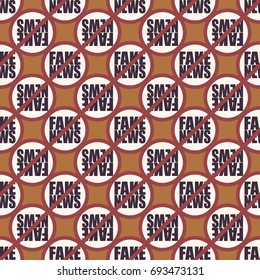 Conceptual seamless pattern with logo fake news. Global problems of humanity.