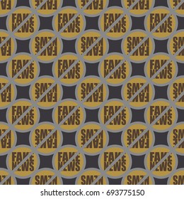 Conceptual seamless pattern with logo fake news. Global problems of humanity.