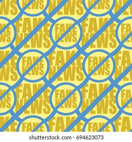Conceptual seamless pattern with logo fake news. Global problems of humanity.