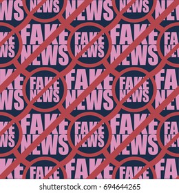 Conceptual seamless pattern with logo fake news. Global problems of humanity.