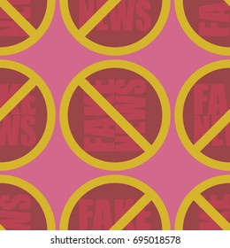 Conceptual seamless pattern with logo fake news. Global problems of humanity.