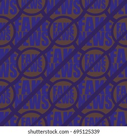 Conceptual seamless pattern with logo fake news. Global problems of humanity.