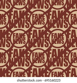 Conceptual seamless pattern with logo fake news. Global problems of humanity.