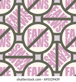 Conceptual seamless pattern with logo fake news. Global problems of humanity.