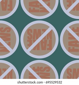 Conceptual seamless pattern with logo fake news. Global problems of humanity.