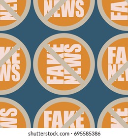 Conceptual seamless pattern with logo fake news. Global problems of humanity.