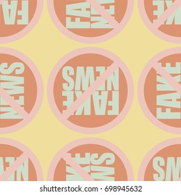 Conceptual seamless pattern with logo fake news. Global problems of humanity.