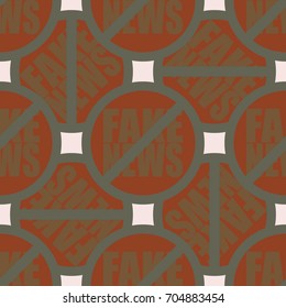 Conceptual seamless pattern with logo fake news. Global problems of humanity.