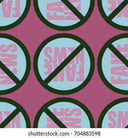 Conceptual seamless pattern with logo fake news. Global problems of humanity.