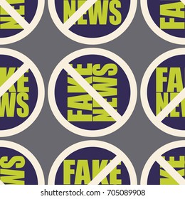 Conceptual seamless pattern with logo fake news. Global problems of humanity.
