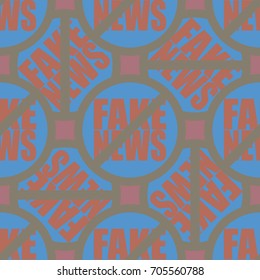 Conceptual seamless pattern with logo fake news. Global problems of humanity.