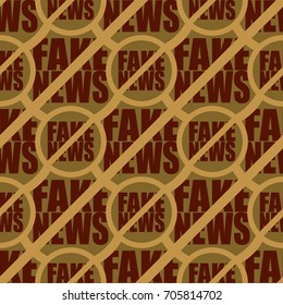 Conceptual seamless pattern with logo fake news. Global problems of humanity.
