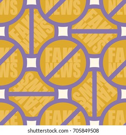 Conceptual seamless pattern with logo fake news. Global problems of humanity.