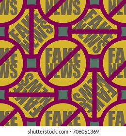 Conceptual seamless pattern with logo fake news. Global problems of humanity.