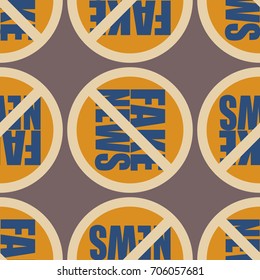 Conceptual seamless pattern with logo fake news. Global problems of humanity.