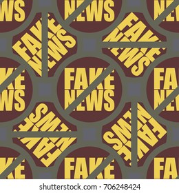 Conceptual seamless pattern with logo fake news. Global problems of humanity.