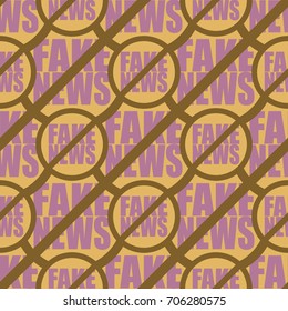 Conceptual seamless pattern with logo fake news. Global problems of humanity.