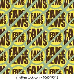 Conceptual seamless pattern with logo fake news. Global problems of humanity.