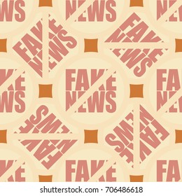 Conceptual seamless pattern with logo fake news. Global problems of humanity.