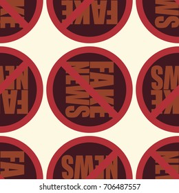 Conceptual seamless pattern with logo fake news. Global problems of humanity.