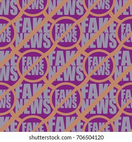 Conceptual seamless pattern with logo fake news. Global problems of humanity.