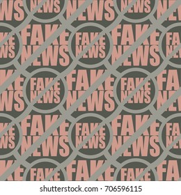 Conceptual seamless pattern with logo fake news. Global problems of humanity.