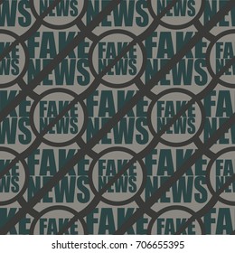 Conceptual seamless pattern with logo fake news. Global problems of humanity.