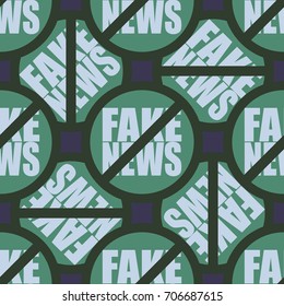 Conceptual seamless pattern with logo fake news. Global problems of humanity.