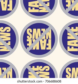 Conceptual seamless pattern with logo fake news. Global problems of humanity.