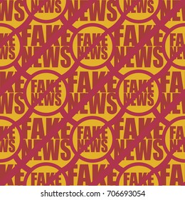 Conceptual seamless pattern with logo fake news. Global problems of humanity.