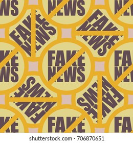 Conceptual seamless pattern with logo fake news. Global problems of humanity.
