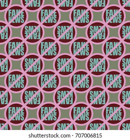 Conceptual seamless pattern with logo fake news. Global problems of humanity.