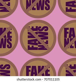 Conceptual seamless pattern with logo fake news. Global problems of humanity.