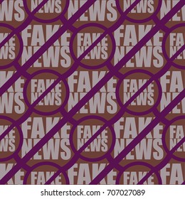 Conceptual seamless pattern with logo fake news. Global problems of humanity.