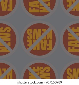Conceptual seamless pattern with logo fake news. Global problems of humanity.