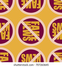 Conceptual seamless pattern with logo fake news. Global problems of humanity.