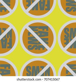 Conceptual seamless pattern with logo fake news. Global problems of humanity.