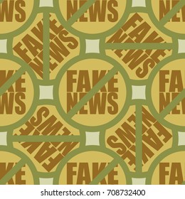 Conceptual seamless pattern with logo fake news. Global problems of humanity.