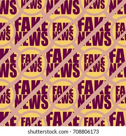 Conceptual seamless pattern with logo fake news. Global problems of humanity.