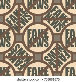 Conceptual seamless pattern with logo fake news. Global problems of humanity.