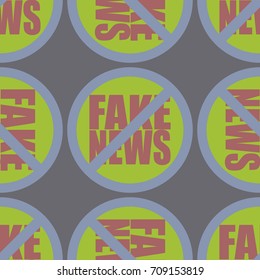 Conceptual seamless pattern with logo fake news. Global problems of humanity.