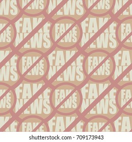 Conceptual seamless pattern with logo fake news. Global problems of humanity.