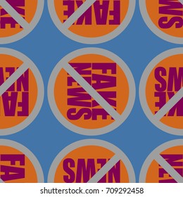 Conceptual seamless pattern with logo fake news. Global problems of humanity.