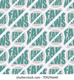 Conceptual seamless pattern with logo fake news. Global problems of humanity.