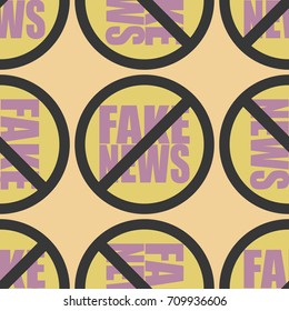 Conceptual seamless pattern with logo fake news. Global problems of humanity.