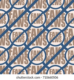 Conceptual seamless pattern with logo fake news. Global problems of humanity.
