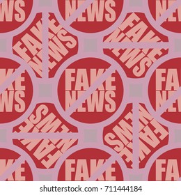 Conceptual seamless pattern with logo fake news. Global problems of humanity.
